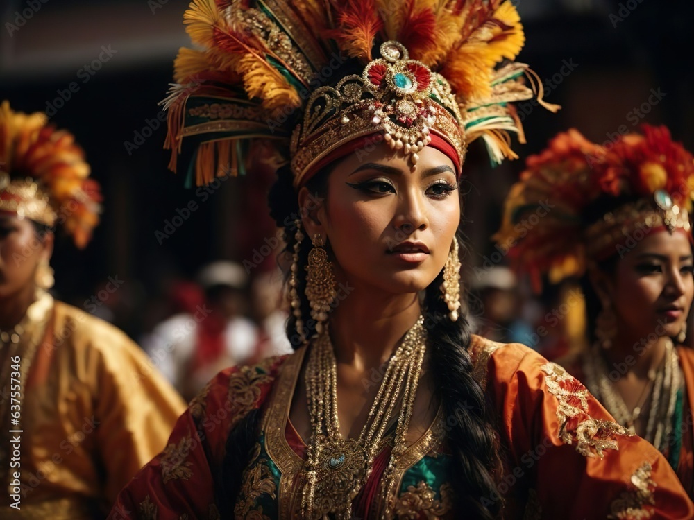 Wanderlust and travel. Cultural Dance Performance: A dynamic shot of traditional dancers in elaborate costumes, performing at a cultural event, highlighting the richness of global traditions.