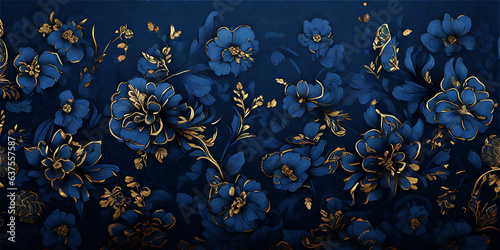 青い花模様のデザイン 