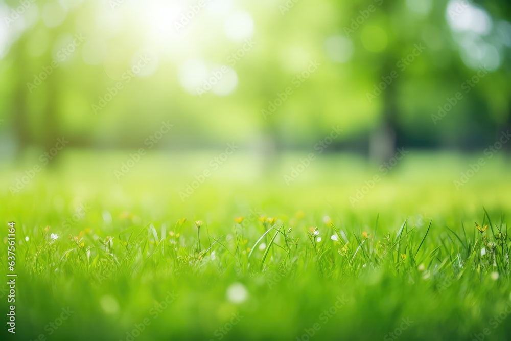beautiful blurred green nature background with green meadow