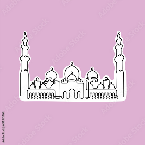 Sheikh Zayed Grand Mosque, Abu Dhabi continuous line vector illustration