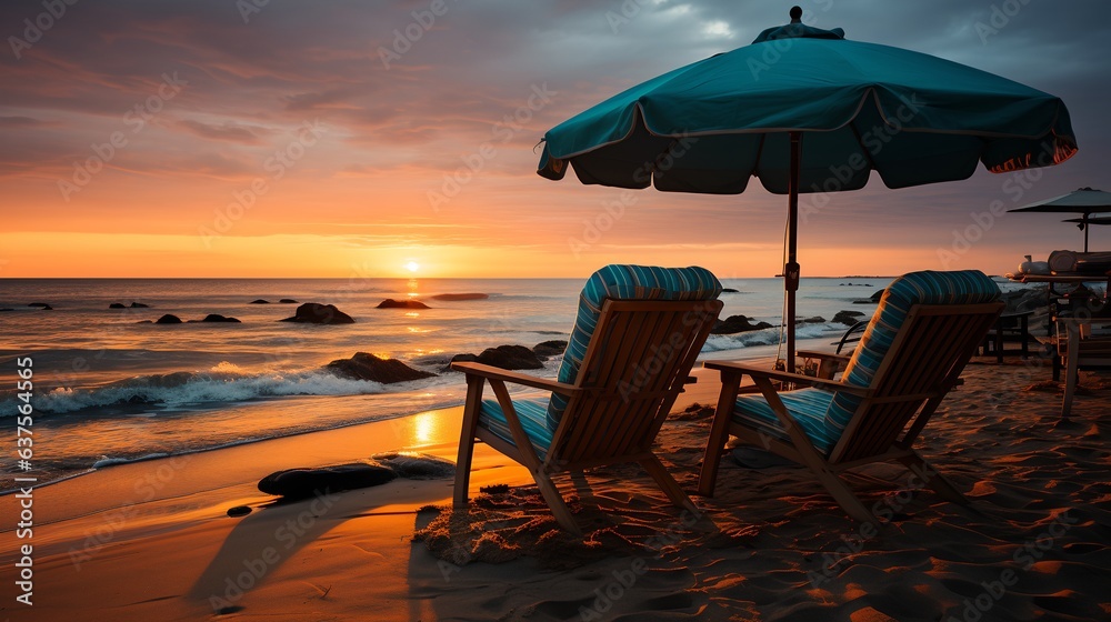 Chairs on the beach, generative ai Chairs on the beach, generative ai