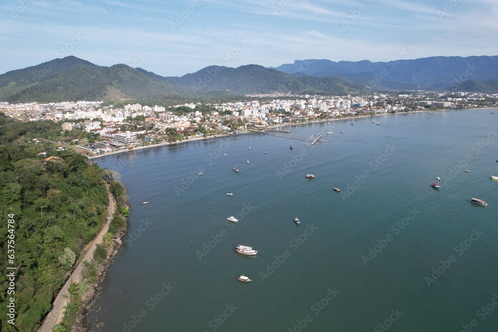 Itagua bay, at Ubatuba, Brazil, view from above