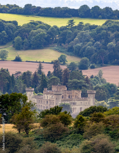 Eastnor Castle,view from the Obelisk at the top of Midsummer Hill,Herefordshire countryside,England,U.K. photo