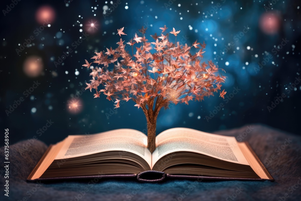 an open book from which the tree of knowledge grows, the concept of the development of the education system an open book from which the tree of knowledge grows, the concept of the development of the education system