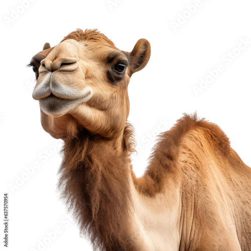 Arabian or dromedary camels  Portrait in an Animal-themed  illustration in a PNG  cutout  and isolated. Generative ai