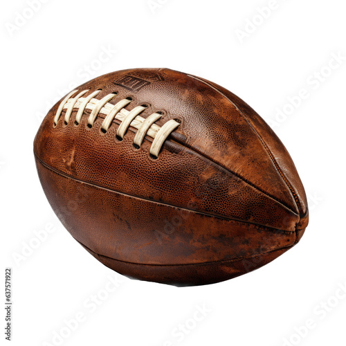 an American leather football, 3/4 view, NFL in a Sports-themed, illustration in a PNG, cutout, and isolated. generative ai