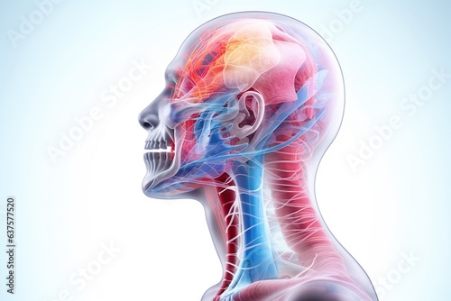 anatomical structure of the cervical spine. Neck pain concept. photo