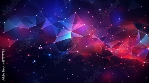Futuristic technology background, low poly wallpaper concept, blue and pink, RGB colors. © Super Shanoom