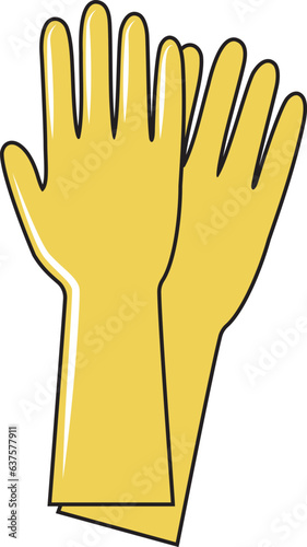 Yellow Rubber cleaning gloves for households.