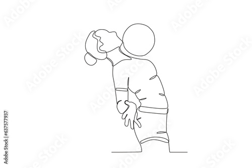 A woman receives a soccer ball with her chest. Women's world cup one-line drawing