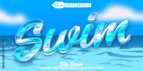 Cartoon Sea Swim Vector Editable Text Effect Template