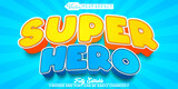 Cartoon Super Hero Vector Editable Text Effect Template