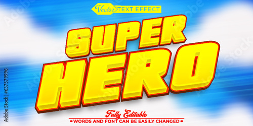 Cartoon Yellow Super Hero Vector Editable Text Effect Template