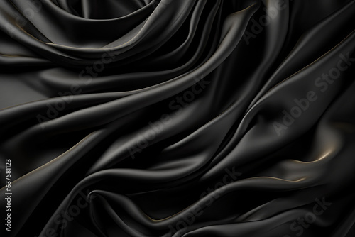 Shiny black fabric with drapery.  