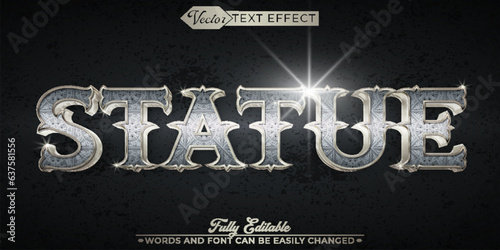 Historic Ancient Silver Statue Vector Editable Text Effect Template
