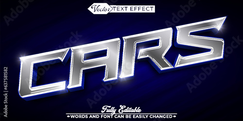 Luxury Fast Silver Car Vector Editable Text Effect Template