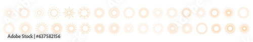 Sunburst set. Sunburst icon collection vector.Retro sunburst design.Vintage sunburst collection. Bursting golden sun rays. Fireworks. Logotype or lettering design element. Vector illustration