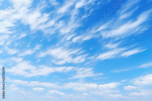 Bright blue sky with fine cirrus clouds