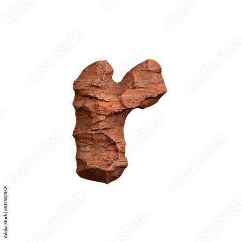 Desert sandstone letter R - Lower-case 3d red rock font - Suitable for Arizona, geology or desert related subjects