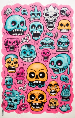 Lowbrow Horror Skull / Skeleton Poster art print — screenrpint style illustration with funny horror themes