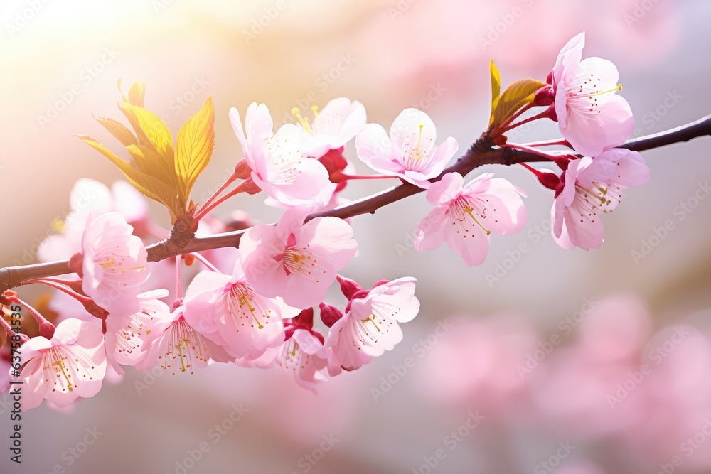 closeup of a beautiful flowering cherry tree branch