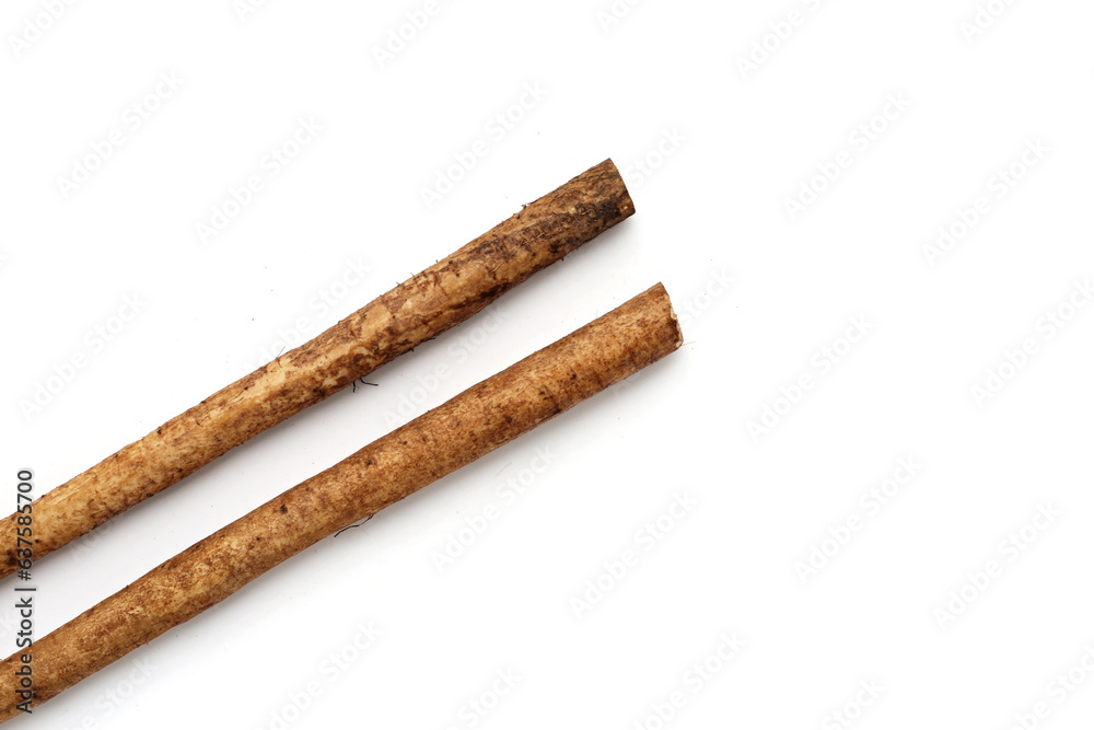 Burdock Root (Gobo) on white background. Burdock Root (Gobo) on white background.
