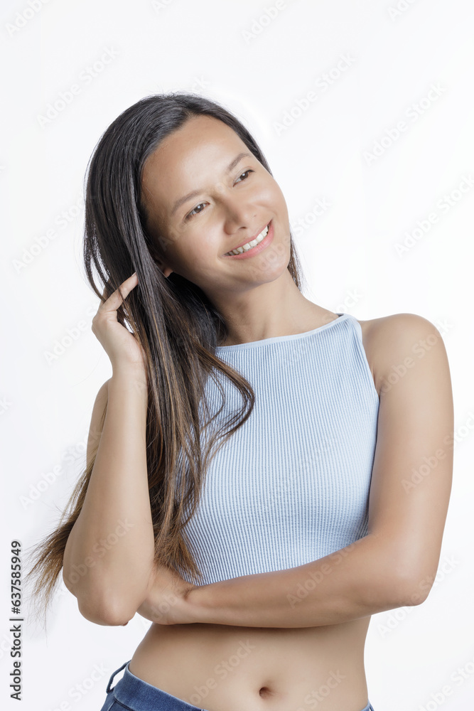 Asian American Woman showing emotions of happyness Asian American Woman showing emotions of happyness