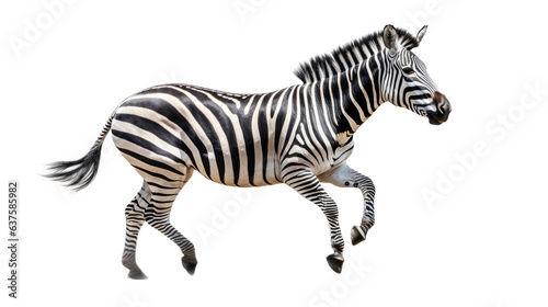 a Zebra running, side view in a Wildlife-themed, photorealistic illustration in a PNG, cutout, and isolated. Generative ai