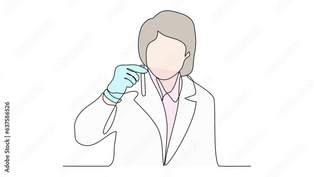 Animated self drawing of scientist do research in the laboratory with white background. Chemical and laboratory design concept illustration in simple linear animation. Science concept full animation Animated self drawing of scientist do research in the laboratory with white background. Chemical and laboratory design concept illustration in simple linear animation. Science concept full animation