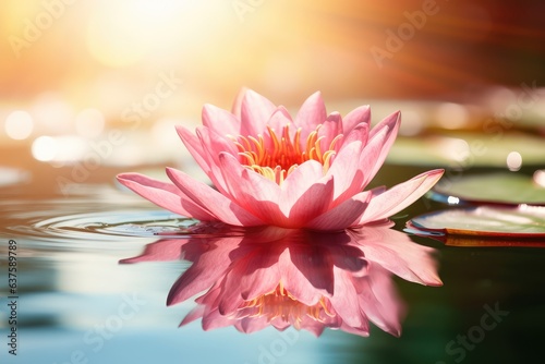 close-up of a beautiful pink water lily blossom