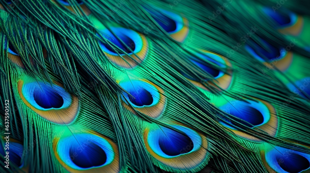 Obraz premium Peacock (pavo cristatus) feather closeup