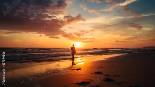 Beachside Sunset: A Silhouetted Serenity © Ari