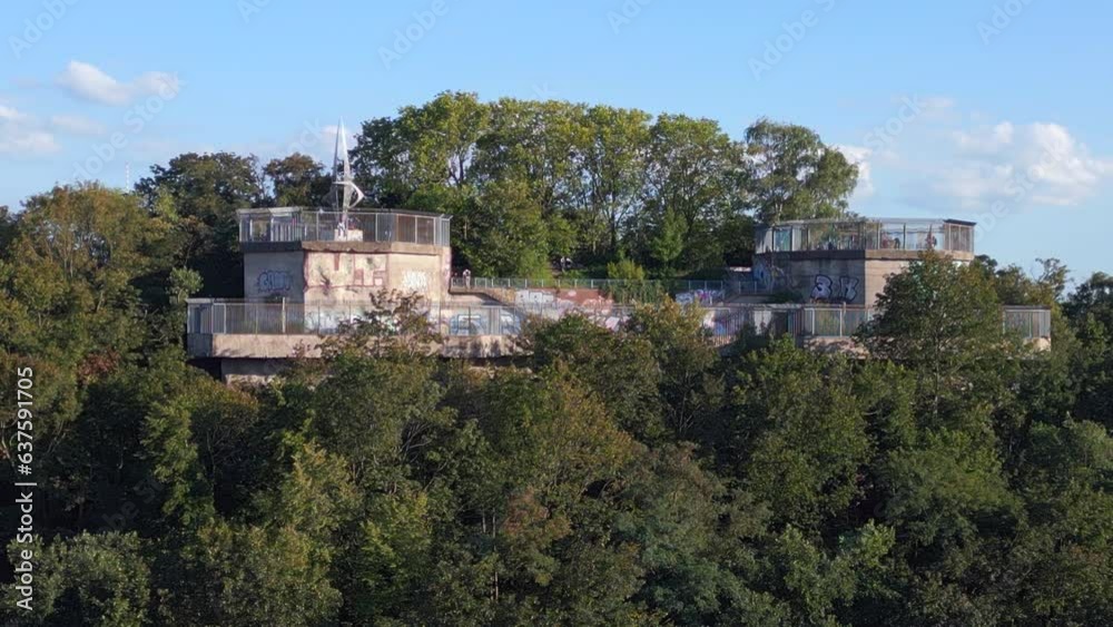 Lovely aerial top view flight drone. Bunker Berlin Mitte Flak Tower Humboldthain Lovely aerial top view flight drone. Bunker Berlin Mitte Flak Tower Humboldthain
