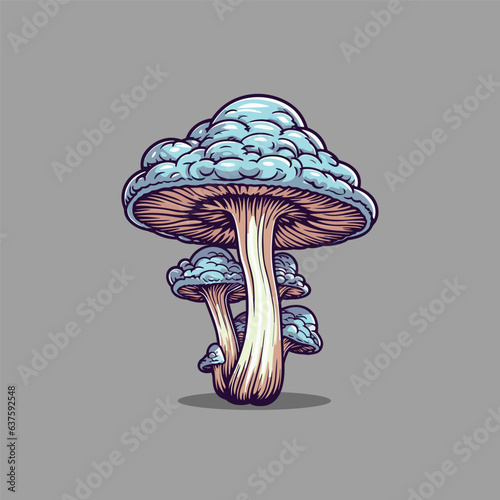 black trumpet mushroom kawaii cartoon illustration