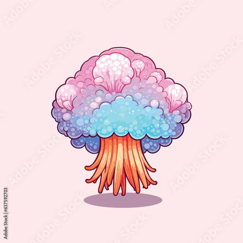 hericium erinaceus kawaii cartoon illustration