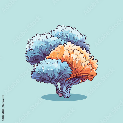 hericium erinaceus kawaii cartoon illustration