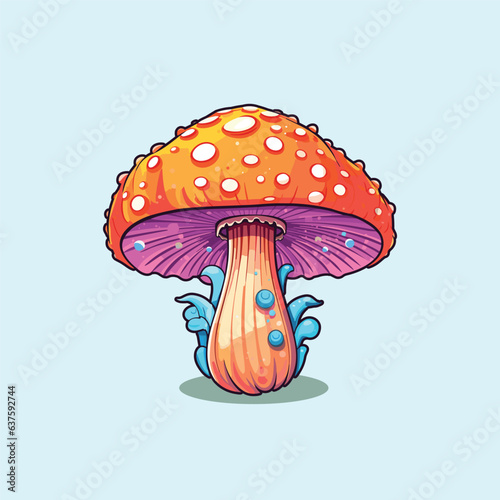 lobster mushroom kawaii cartoon illustration