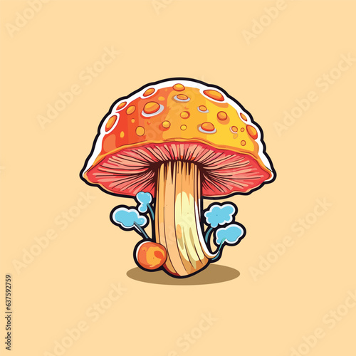 lobster mushroom kawaii cartoon illustration