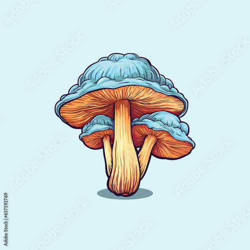 chanterelle mushroom kawaii cartoon illustration