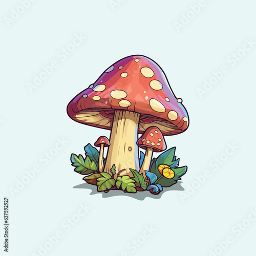 porcini mushroom kawaii cartoon illustration