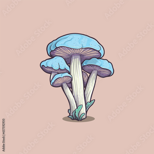 pleurotus eryngii kawaii cartoon illustration