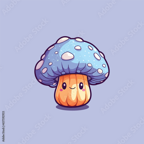 portobello mushroom kawaii cartoon illustration