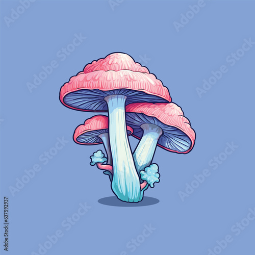 pleurotus eryngii kawaii cartoon illustration