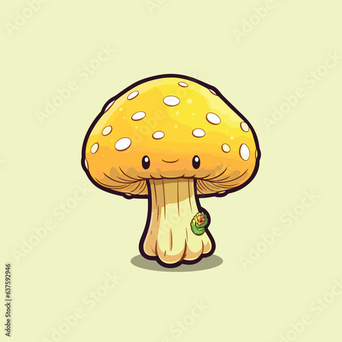 yellowfoot mushroom kawaii cartoon illustration