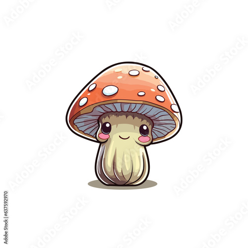 shiitake mushroom kawaii cartoon illustration