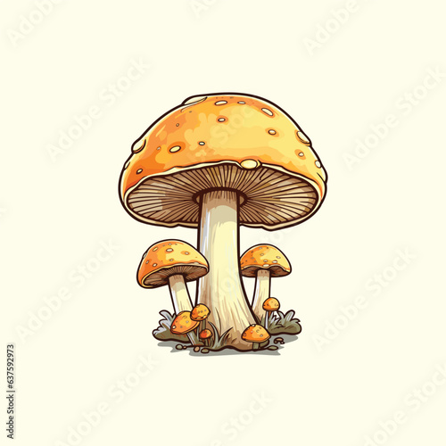 yellowfoot mushroom kawaii cartoon illustration
