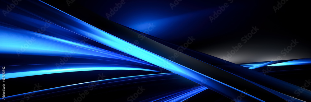 Blue background with graphic lines, graphic abstract geometric minimalism, layered lines, blue waves ,bold lines, bright colors, rectangular fields, poster, blue graphic on black background.