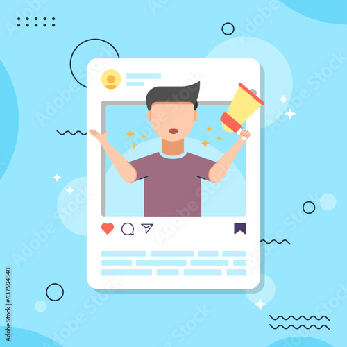Social Media Promotion Marketing Frame Character Illustration