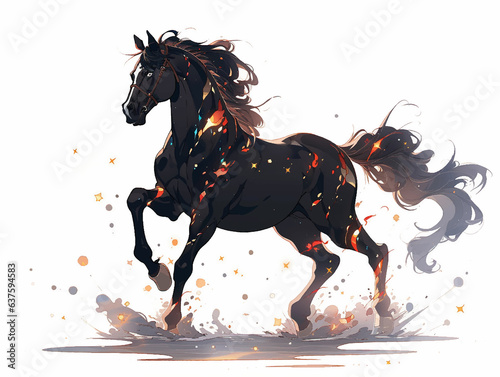 Black Horse Anime Fantasy Dream Fairy Tale Horse Racing Wild Freedom