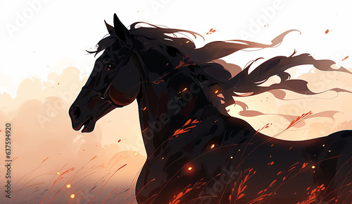 Black Horse Anime Fantasy Dream Fairy Tale Horse Racing Wild Freedom